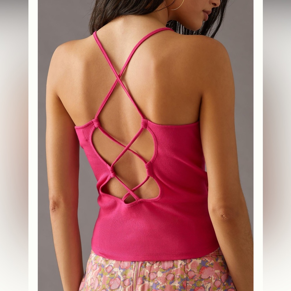 Anthropologie Strappy Back High Neck Tank XS